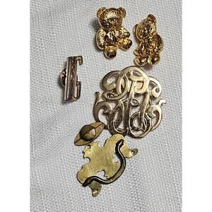 Jeri-Lou Vintage Collectible Pins Brooches Lot Gold Tone Mixed Pack‎ Retro Chic
